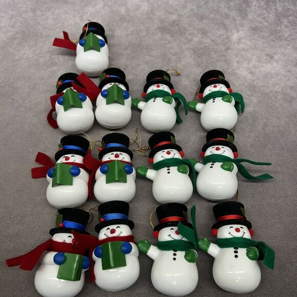 Vintage HMK Snowman Hard Plastic String Light Covers /Ornaments - Picture 1 of 12